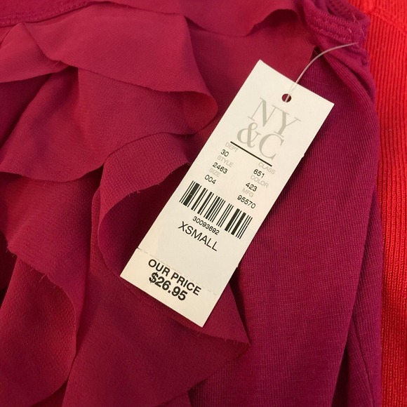 NWT New York & Company Blouse Womens Sz XS Magenta Pink‎ Ruffle Front Tank Cami - Picture 6 of 9